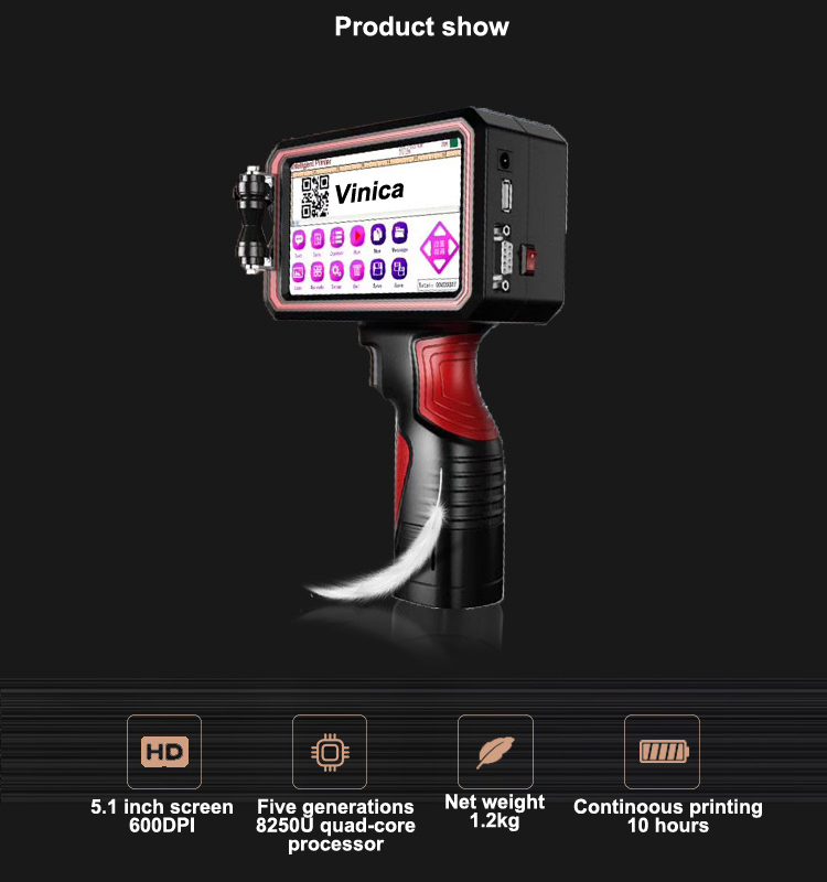 handheld bar code batch coding colour inkjet printer
