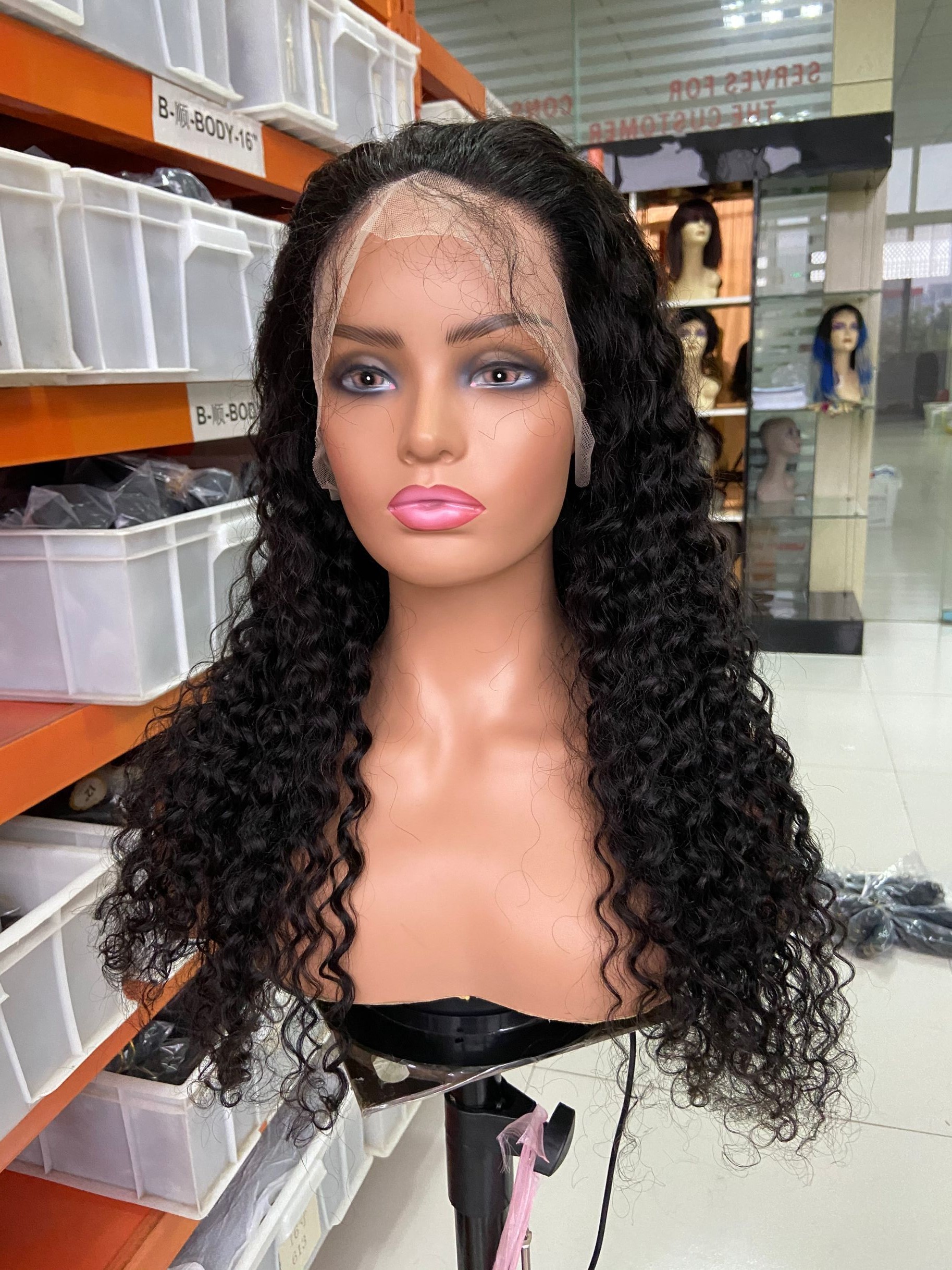 Wholesale Bohemia Curly Human Hair Lace Frontal Wig Natural Human Hair Transparent Lace Wig