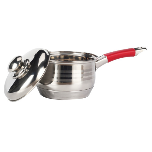 Stainless Steel Sauce Pan with Silicone Red Handle