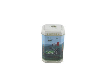 octagon tea tin, octagonal tea container, octagonal can