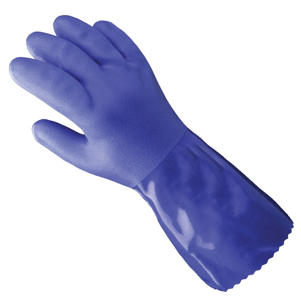 PVC Coated Gloves with Blue Colour