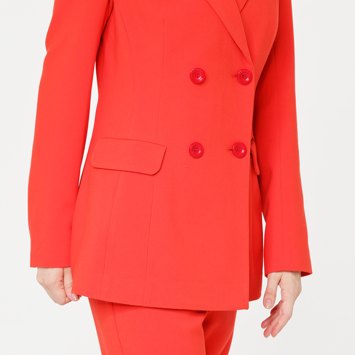 Red Women's suit blazer double line buttons