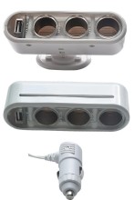 usb adapter car cigarette lighter socket adapter 3 way plug socket usb outlet dc charger power