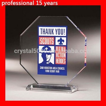 Color Printed crystal Octagon Award