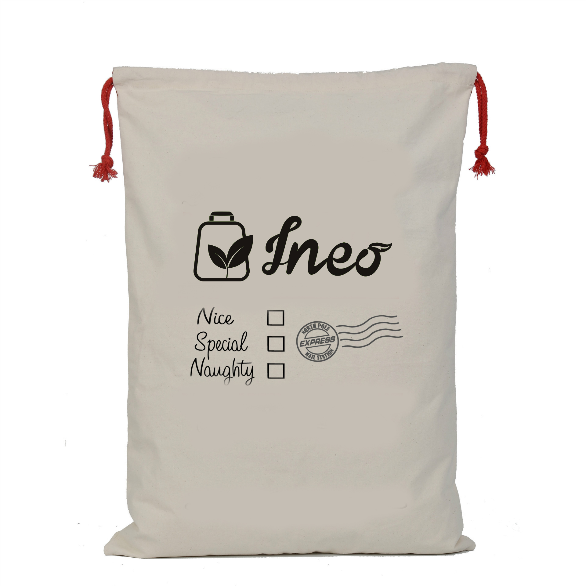 Christmas Drawstring Cotton Gift Bag Promotional Canvas Blank Santa Sack