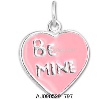 Pink Enameled - Be Mine - Heart Charm