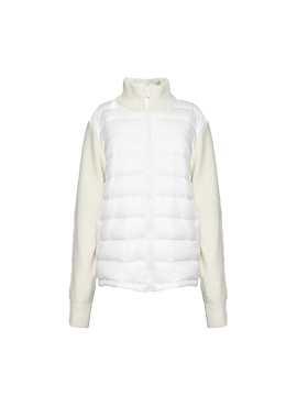 Hoodless patchwork sleeve down jacket