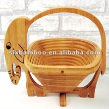 Foldable elephant shape bamboo fruit basket