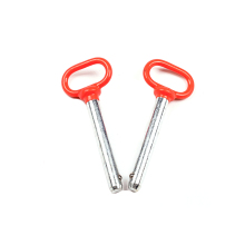 Stock Carbon Steel PVC Coated Red Head Hitch Pin with Ball Locking Detent Pin