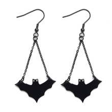 Women's Stainless Steel Pendant Earrings - Halloween Black Bat Ghost Horror Trendy Spooky Jewelry
