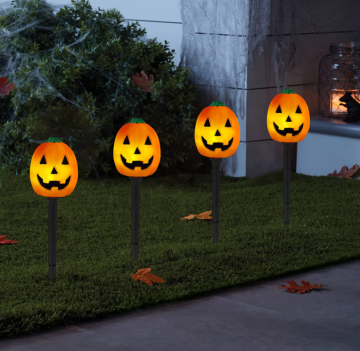 Solar-Powered Pre-lit Halloween Pumpkin Pathway Markers