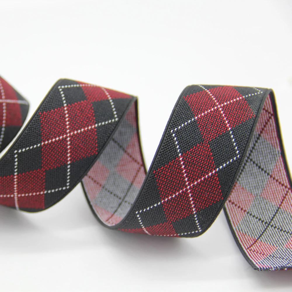 New Design Rhombus Pattern Jacquard Elastic Webbing, Custom Polyester Ribbon for Belt