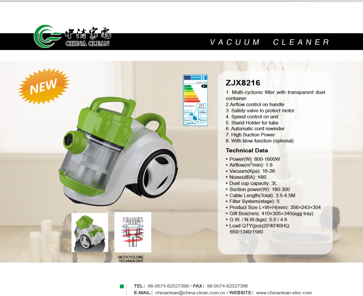 High Cleaning Efficiency Vacuum Cleaners