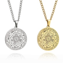 Pentagram Engraved Stainless Steel Necklace