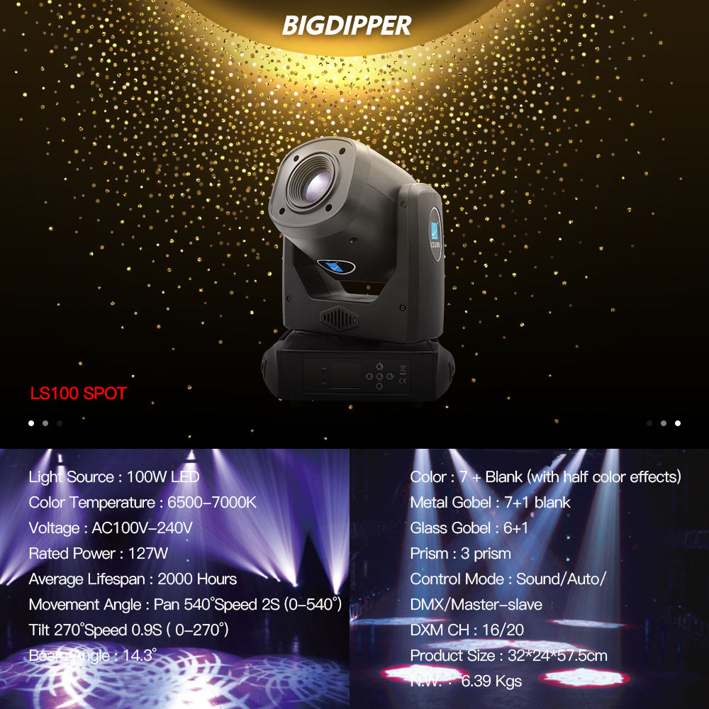 Bigdipper LS10 small sharpy beam moving head light LED Spot Lights 10 Watt With Rotating Gobo