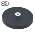 Neodymium Rubber Coated Pot Magnet with Screwed Bush