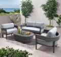 Terrasse tiefe Sitzplätze Teakpe Wicker Outdoor -Sofa