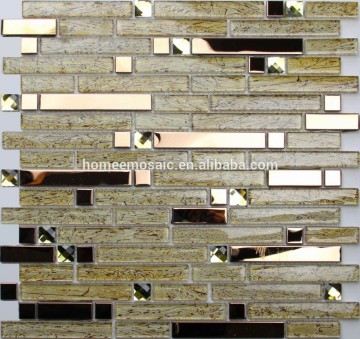 Glass metal mesh-mounted mosaic tile for bar wall tile decoration