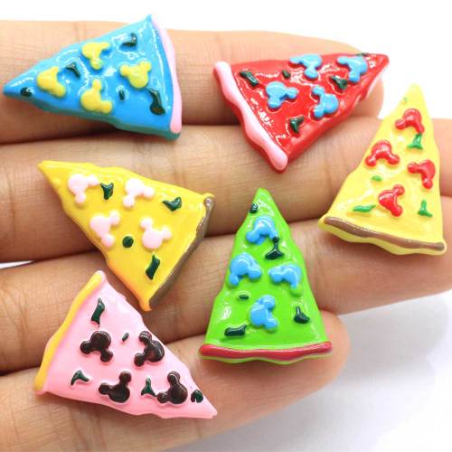 100 piezas de resina pintada a mano en miniatura casa de muñecas Pizza espalda plana Mini patrón de apliques DIY boda álbum de recortes lazo para el cabello artesanía