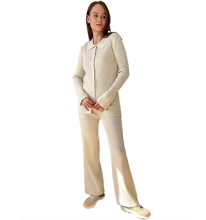 Knitted Long Sleeve Button-Up Collar Bodycon Ribbed Knit Set Loungewear
