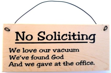 No soliciting hanging office door sign