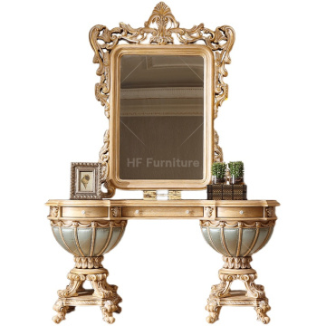 French Classic Wooden Dressing Table with Mirror