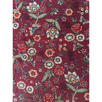 Ethnic Flower Rayon Poplin 45S Light Printing Fabric