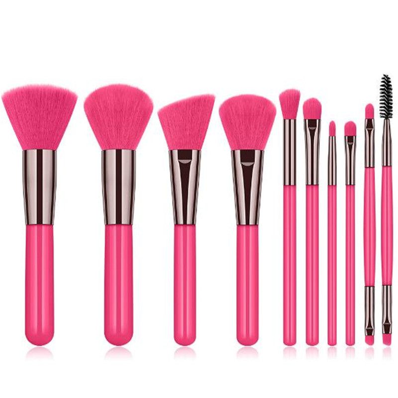 10 fluorescent color makeup blush brush powder  eye shadow lip eyelash  brush set