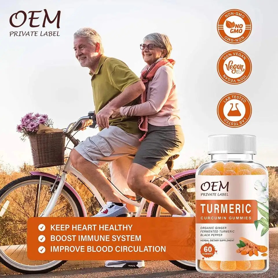 OEM/ODM Natural Ginger Improve Digestive System Food Supplements Vegan Curcumin Turmeric gummies