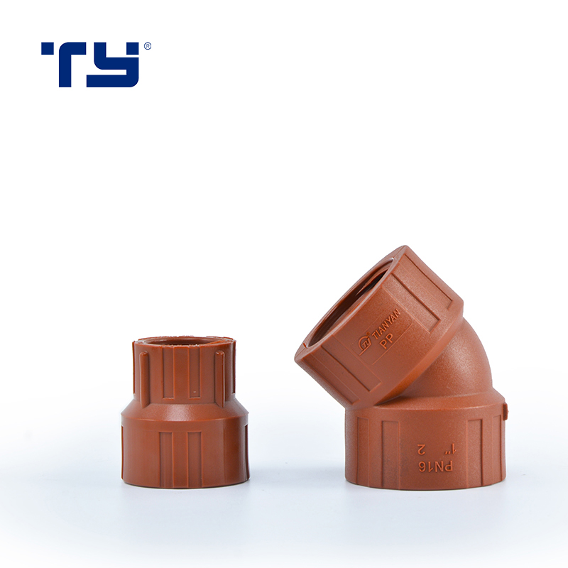 TY manufacturer PP pph fitting female male threaded pressure piping hot cold water brown PPR PPH pipe fittings