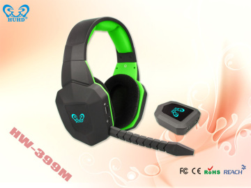 Optical fiber Wireless game headphone headset with detachable MIC