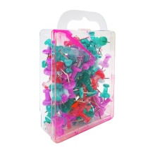 High-Quality Green and Purple Thumb Tacks - 100 Pcs Clear Box Package