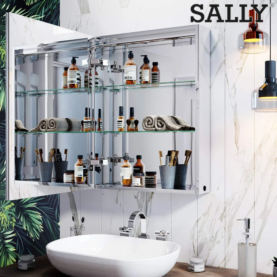 Sally Bathroom 17X23 Mirror Cabinets Bathroom Storage Medicine Cabinet with Point Lights Single Door Wall Mounted with Mirror Dimmability