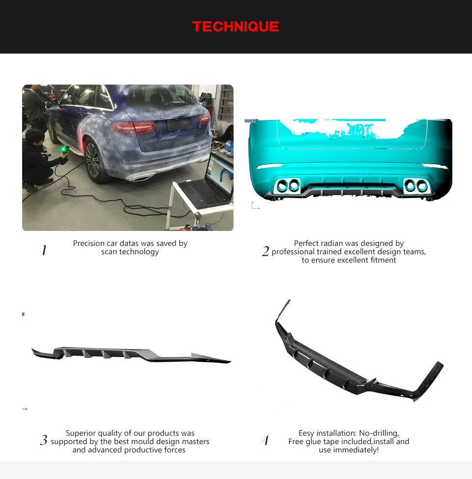 JCSPORTLINE Carbon Fiber Rear Bumper Diffuser for Porsche Cayenne S Sport Utility 4-Door 2018-2019