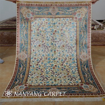 4'x6' Woven Ivory Persian Qum Silk Rug