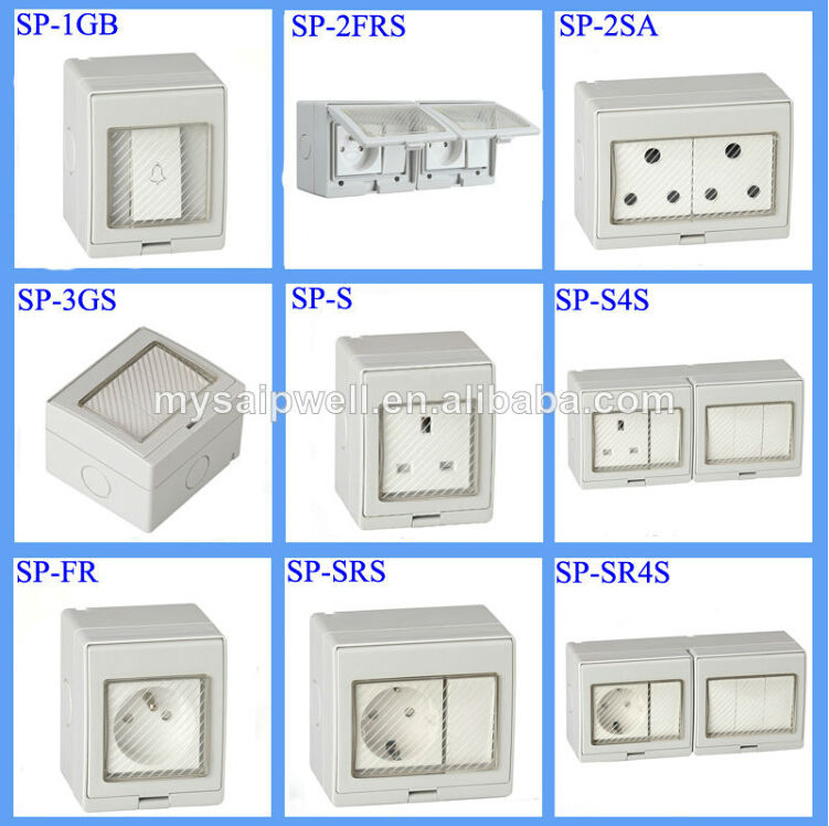 SAIP/SAIPWELL New Product One Gang 110-250V 16A Waterproof Electrical Socket