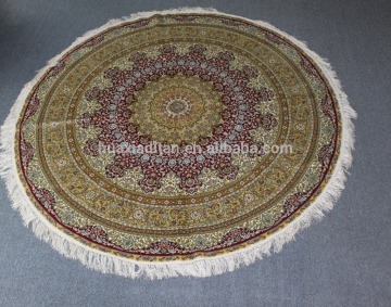 circle shape chinese handknotted round silk carpet