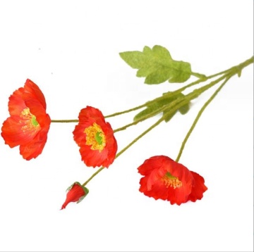 High Quality Red Silk Poppy Artificial Flowers for Home Decor