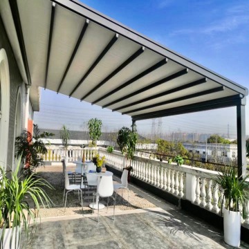 Motorised Folding Patio Awning with Retractable Roof and Pergola Shade