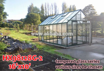 Tempered glass gardening aluminum frame greenhouse