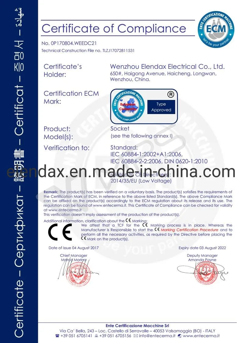 5-позиционная европейская удлинительная розетка и переключатель с заземлением (E9005ES)