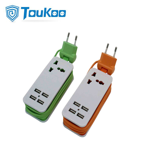 Universal travel power strip with 4 USB ports