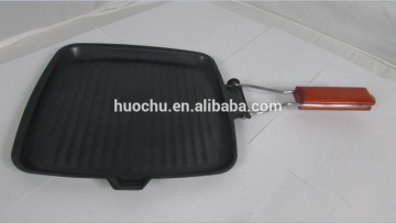 Carbon steel non stick non-stick baking pan with wooden handle