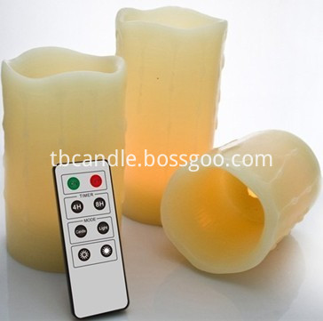 Curved real wax LED candle with remote