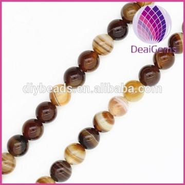 Hotselling 8mm brown striped round agate beads dragon veins agate loose strands beads