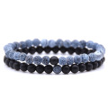 Natural 6mm Semi Precious Stone Bracelet Set healing crystal elastic men's and women's round Beaded elastic couple Bracelet