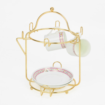 Hot Sale Fashion Gold Plated Wire Tea Cup Rack