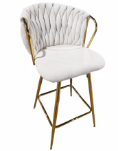 Modern Bar Chair in Velvet with Gold Design