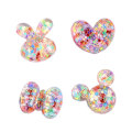 Glitter Strawberry Bowknot Resin Beads Shiny Heart Rabbit Head Cabochon Kawaii Pendants DIY Phone Case Ornament
