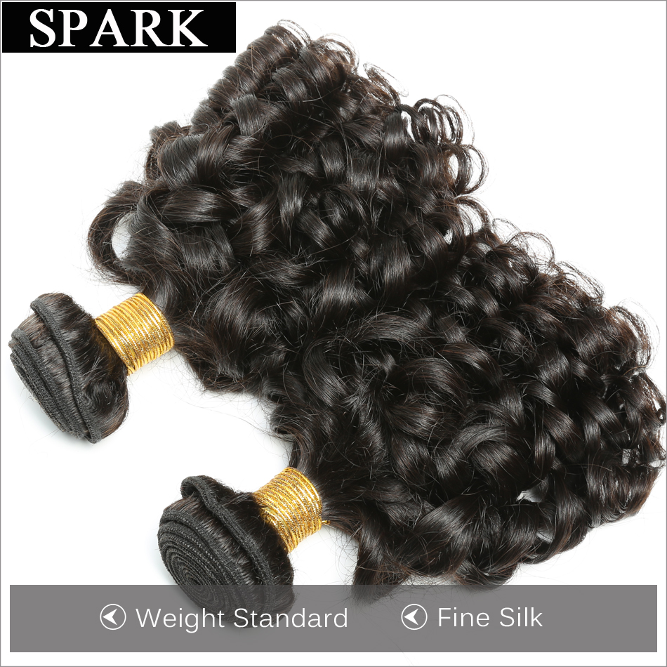 SPARKBouncy Curl Weave Funmi Hair Bundles With Closure Spiral Curly Weave Bundles With Lace Closure 4x4 Unprocessed natural hair